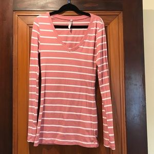 Pink Stripe V-Neck Top